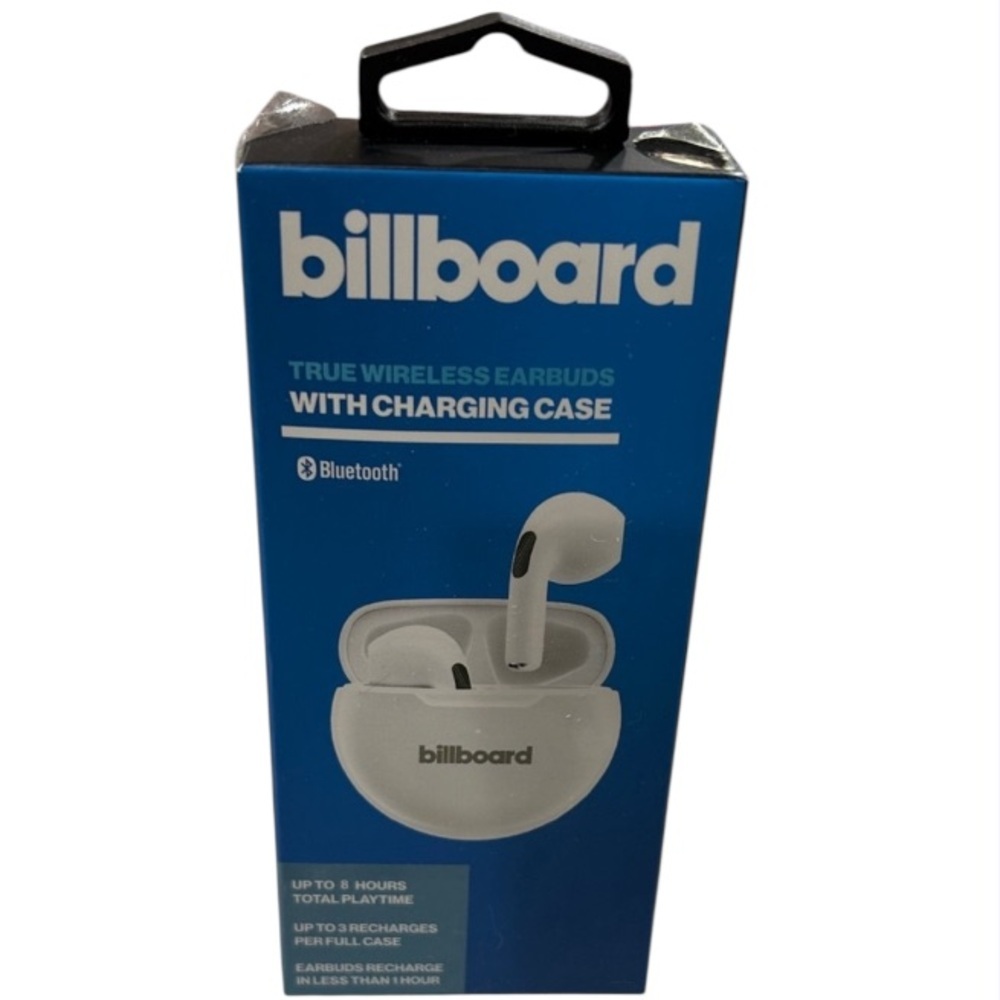 Billboard White True Wireless Earbuds with Charging Case